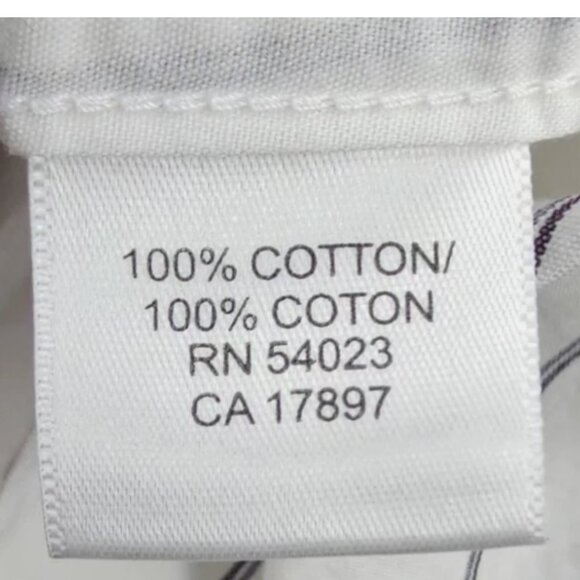 Banana Republic Shirt L Cotton White Navy Stripe Button Front Long Sleeve Pocket - Picture 9 of 9